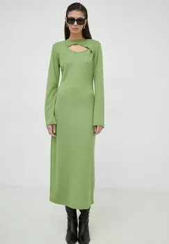 Gestuz rochie culoarea verde, midi, drept imagine