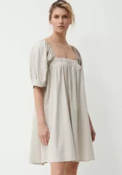 Gestuz rochie din in culoarea bej, mini, evazati, 10909293 imagine