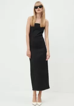 Gestuz rochie jeans culoarea negru, midi, mulata, 10909235 imagine