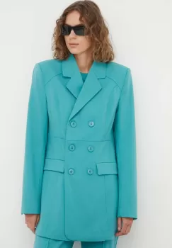 Gestuz sacou Caisa culoarea verde, cu doua randuri de nasturi, neted imagine