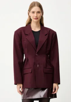 Gestuz sacou culoarea bordo, un singur rand de nasturi, uni, 10910626 imagine