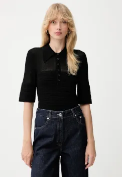 Gestuz tricou polo culoarea negru, 10910514 imagine