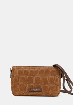 Gianni Chiarini geanta de mana din piele intoarsa NORA POUCH culoarea maro, BS.10224.CM imagine