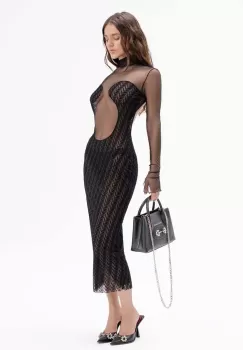 GOD SAVE QUEENS rochie SASHA DRESS culoarea negru, midi, mulata, GSQ-82-310 imagine