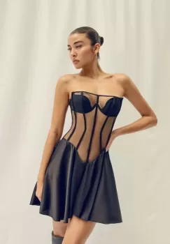 GOD SAVE QUEENS rochie VIVIENNE DRESS culoarea negru, mini, evazati, GSQ-90-311 imagine