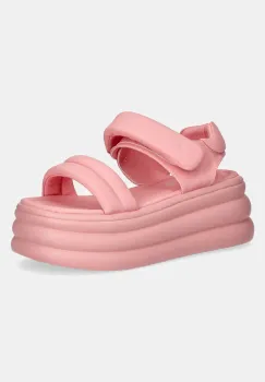 GOE sandale de piele femei, culoarea roz, cu platforma, RR2N4119 imagine