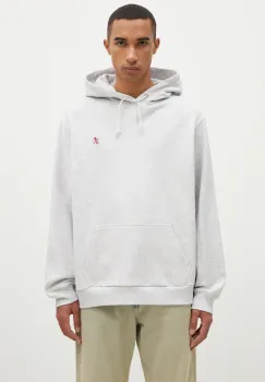 Gramicci hanorac de bumbac One Point Hooded Sweatshirt barbati, culoarea gri, cu gluga, neted imagine