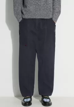 Gramicci pantaloni de bumbac culoarea albastru marin, drept imagine