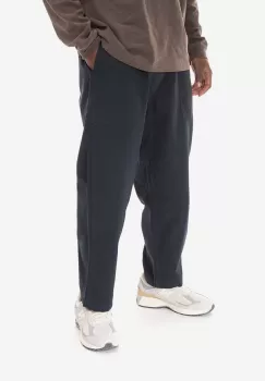 Gramicci pantaloni de bumbac Loose Tapered Pant culoarea albastru marin, lat, medium waist G103.OGT-cream imagine