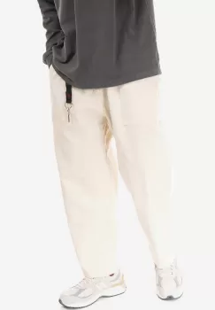 Gramicci pantaloni de bumbac Loose Tapered Pant culoarea bej, lat, medium waist G103.OGT-cream imagine