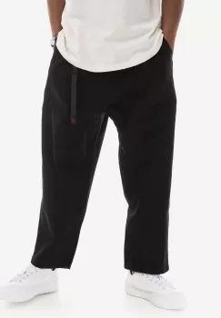 Gramicci pantaloni de bumbac Loose Tapered Pant culoarea negru, lat, medium waist imagine