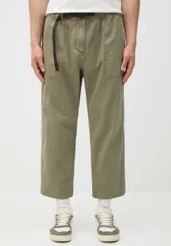Gramicci pantaloni de bumbac Loose Tapered Pant culoarea verde, lat, medium waist imagine