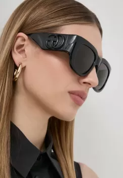 Gucci ochelari de soare femei, culoarea negru imagine
