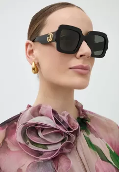 Gucci ochelari de soare femei, culoarea negru imagine