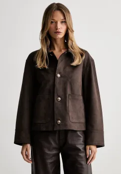 Guess geaca tip camasa pentru femei din imitatie de piele intoarsa GRACE imagine