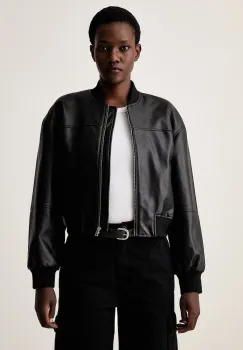 Guess Jeans geaca bomber pentru femei din imitatie de piele imagine