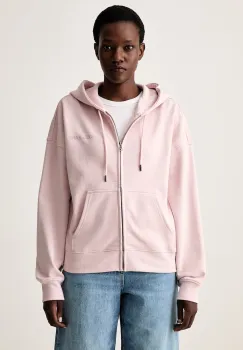 Guess Jeans hanorac cu fermoar si gluga pentru femei din bumbac imagine