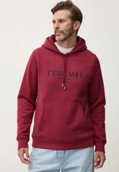 Hackett London bluza barbati, culoarea bordo, cu gluga, cu imprimeu, HM581289 imagine
