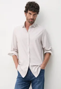 Hackett London camasa barbati, culoarea bej, cu guler italian, regular, HM3010096 imagine