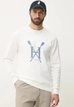 Hackett London hanorac de bumbac barbati, culoarea alb, cu imprimeu, HM581350 imagine