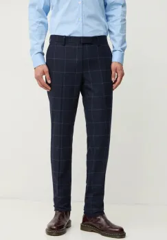 Hackett London pantaloni de lana culoarea albastru marin, mulata, HM470549R imagine