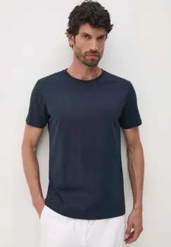 Hackett London tricou din bumbac barbati, culoarea albastru marin, neted, HM500775 imagine