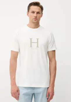 Hackett London tricou din bumbac culoarea bej, cu imprimeu, HM5000002 imagine