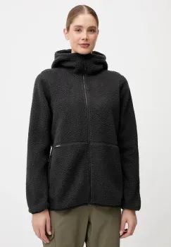 Haglofs hanorac fleece Funas culoarea negru, cu gluga, uni, 607818 imagine