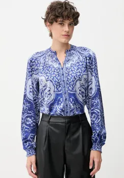 Hale BOB camasa de matase culoarea bleumarin, cu guler stand-up, relaxed, 57TL260A imagine