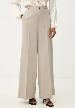 Haveone pantaloni culoarea bej, lat, high waist, PGE-P065 imagine