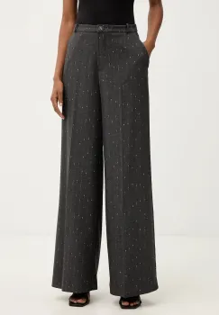 Haveone pantaloni culoarea gri, lat, high waist, PGE-P065 imagine