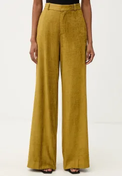 Haveone pantaloni culoarea verde, lat, high waist, PCB-P033 imagine