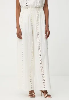 Haveone pantaloni wide leg pentru femei, din bumbac imagine