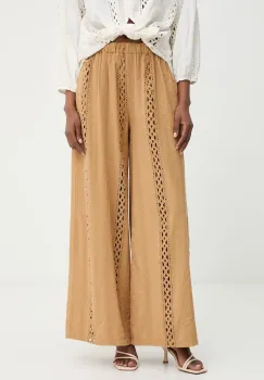 Haveone pantaloni wide leg pentru femei, din bumbac imagine