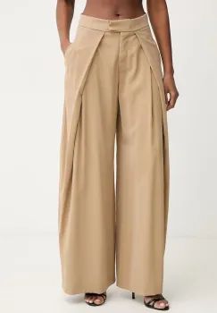 Haveone pantaloni wide leg pentru femei, din vascoza imagine