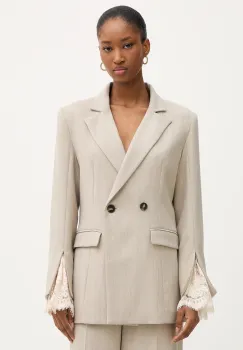 Haveone sacou culoarea bej, cu doua randuri de nasturi, JGE-P031 imagine