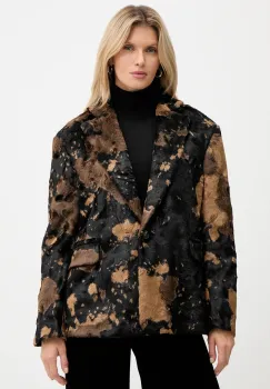 Haveone sacou culoarea maro, oversize, cu imprimeu, JCB-P019 imagine