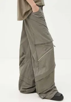 Heliot Emil pantaloni de bumbac culoarea verde, lat, high waist, HE.W.10.149.DG23 imagine