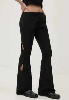 Heliot Emil pantaloni femei, culoarea negru, evazati, high waist, PRESS25_W_10_191_BLK01 imagine