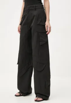 Heliot Emil pantaloni femei, culoarea negru, fason cargo, high waist, HE.W.10.113.BLK01 imagine