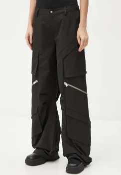 Heliot Emil pantaloni femei, culoarea negru, lat, high waist, HE.W.10.149.BLK01 imagine