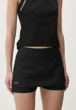 Heliot Emil pantaloni scurti din lana culoarea negru, uni, high waist, PRESS25_W_12_046_BLK01 imagine