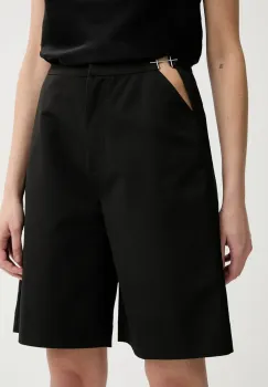 Heliot Emil pantaloni scurti femei, culoarea negru, uni, high waist, SS25_W_10_200_BLK01 imagine