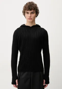 Heliot Emil pulover de lana barbati, culoarea negru, light, PRESS25_M_07_070_BLK01 imagine