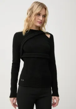 Heliot Emil pulover din amestec de lana femei, culoarea negru, AW24.W.07.065.BLK01 imagine