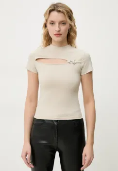 Heliot Emil tricou femei, culoarea bej, SS25_W_13_078_ST18 imagine