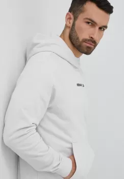 Helly Hansen bluza barbati, culoarea gri, cu gluga, cu imprimeu imagine