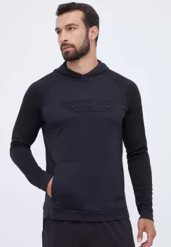 Helly Hansen bluza barbati, culoarea negru, cu gluga, modelator imagine
