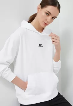 Helly Hansen bluza femei, culoarea alb, cu gluga, neted imagine