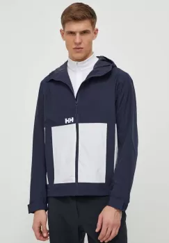 Helly Hansen geaca de ploaie Rig barbati, culoarea albastru marin imagine